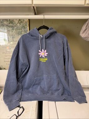 Urban Outfitters Blue Hooded Sweatshirt with Pink Accent